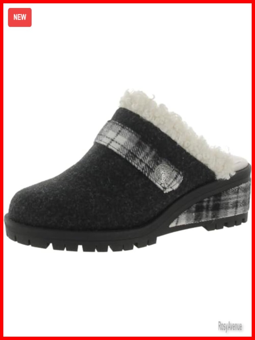 MUK LUKS Women's Norway Bergen Faux Fur Wedge Clog Shoes